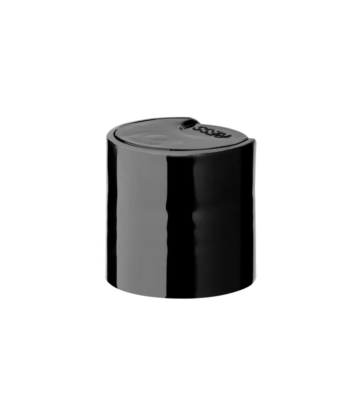 24/410 schwarze Disc-Top Kunststoffkappe für Kosmetikflaschen